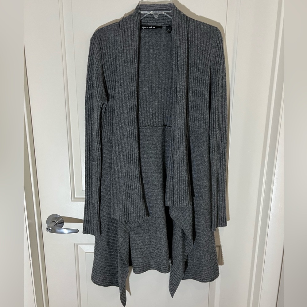 Quotation Waterfall rib knitted cashmere cardigan sweater